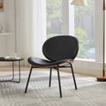 Fauteuil coquille simple Chaise d'appoint trépied en cuir noir Chaise longue finition noyer