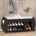 Banc de rangement multifonctionnel avec coussin et panneau latéral incurvé