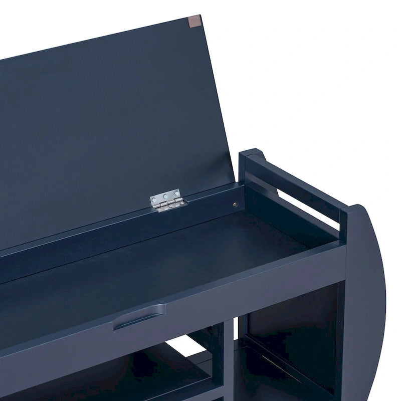 Banc de rangement multifonctionnel avec coussin et panneau latéral incurvé
