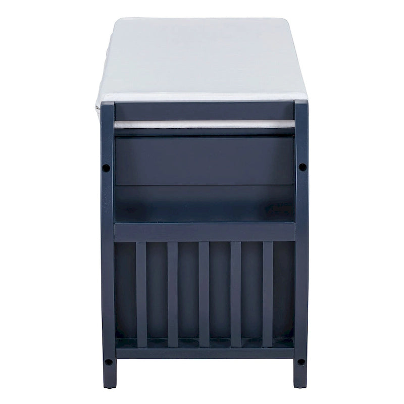 Banc de rangement multifonctionnel avec coussin et panneau latéral incurvé