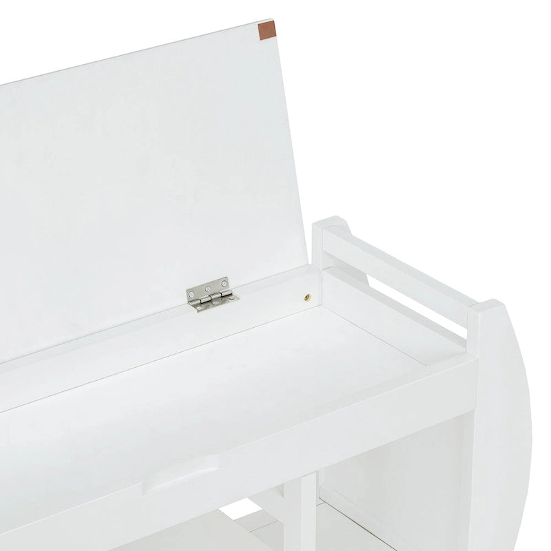 Banc de rangement multifonctionnel avec coussin et panneau latéral incurvé