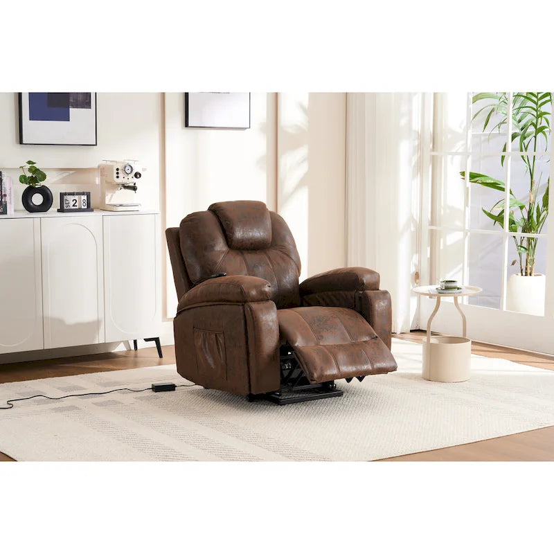 Fauteuil inclinable releveur électrique avec massage et chauffage pour personnes âgées