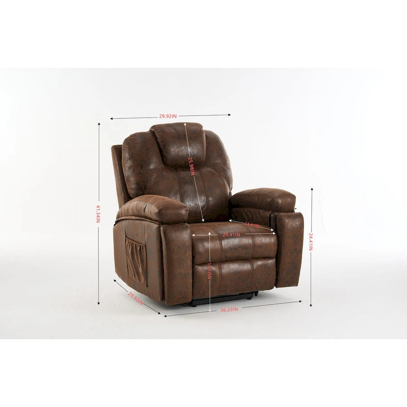 Fauteuil inclinable releveur électrique avec massage et chauffage pour personnes âgées