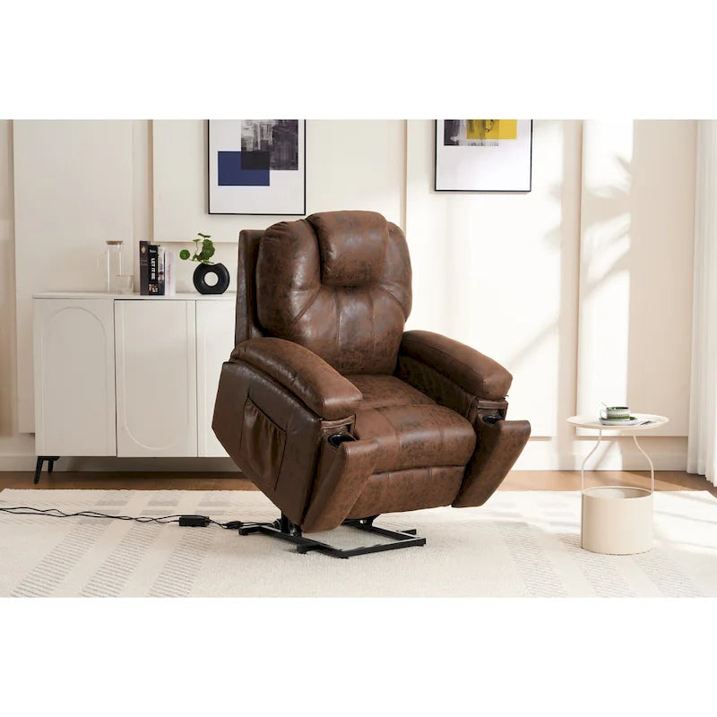 Fauteuil inclinable releveur électrique avec massage et chauffage pour personnes âgées