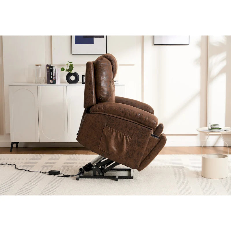 Fauteuil inclinable releveur électrique avec massage et chauffage pour personnes âgées