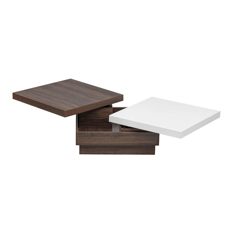 Table basse rotative, Table basse carrée moderne avec motif de grain de bois