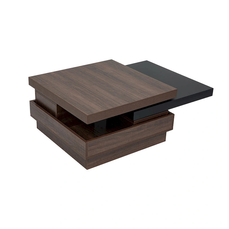 Table basse rotative, Table basse carrée moderne avec motif de grain de bois
