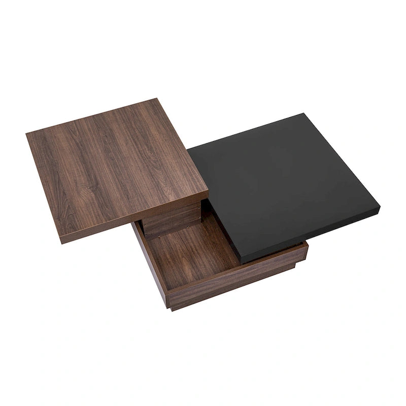 Table basse rotative, Table basse carrée moderne avec motif de grain de bois