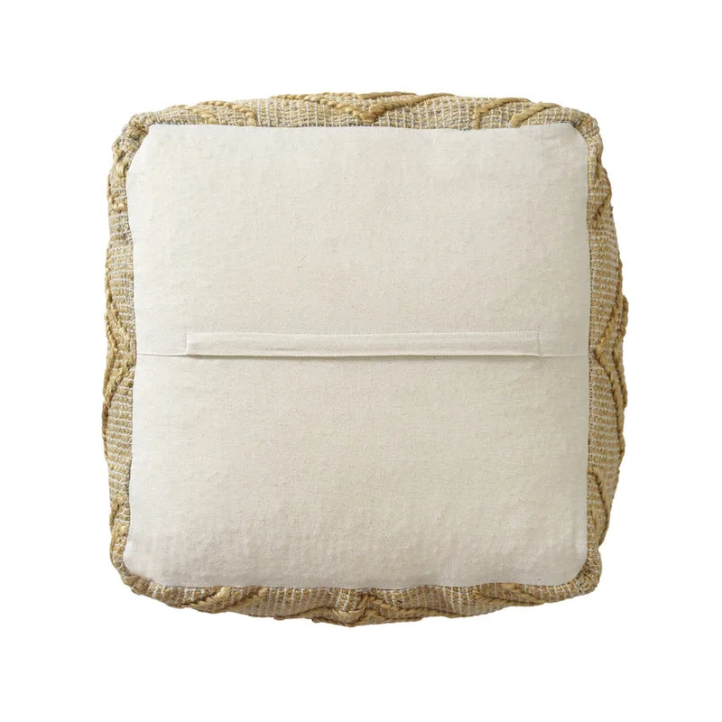 Pouf Ottoman Cubique en Mélange de Jute Naturel Trèfle