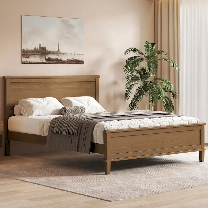 Lit plateforme en bois style milieu de siècle