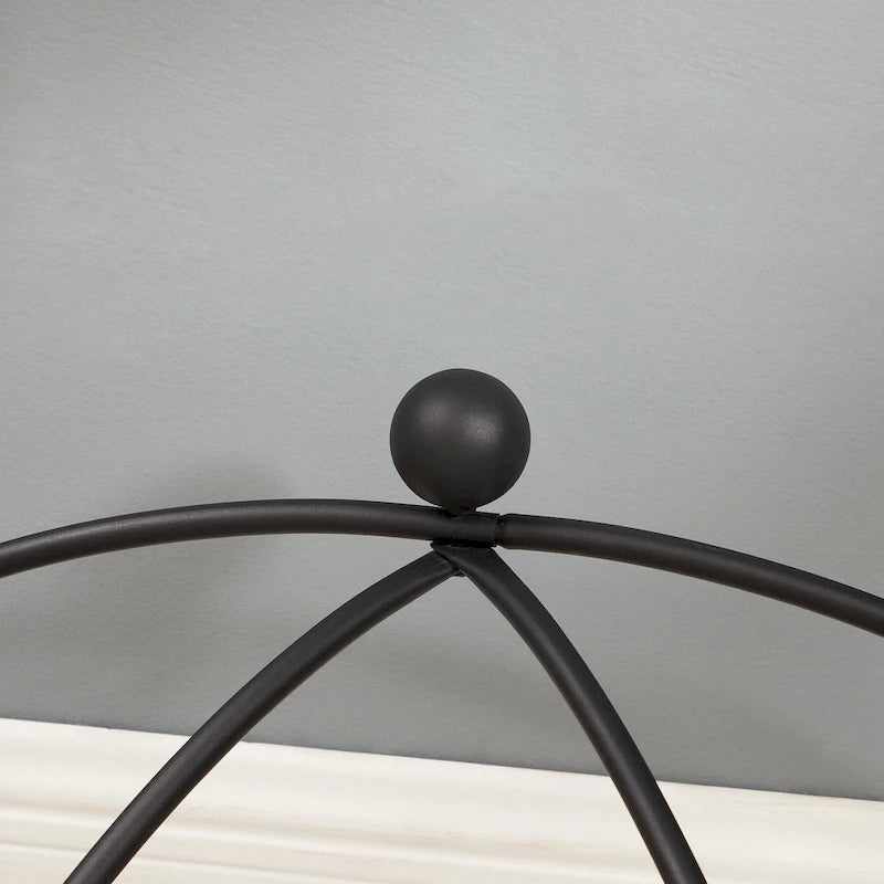 Console en verre trempé, Table basse style rustique avec cadre en métal
