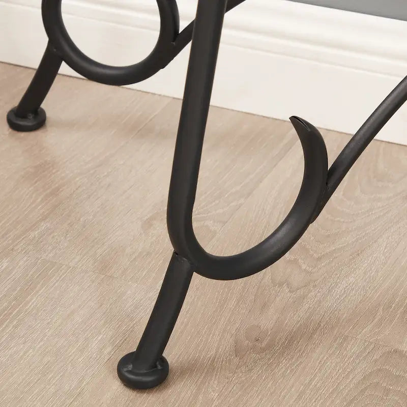 Console en verre trempé, Table basse style rustique avec cadre en métal