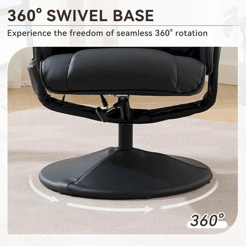 Fauteuil inclinable de massage en similicuir avec fonction pivotante à 360° et pouf