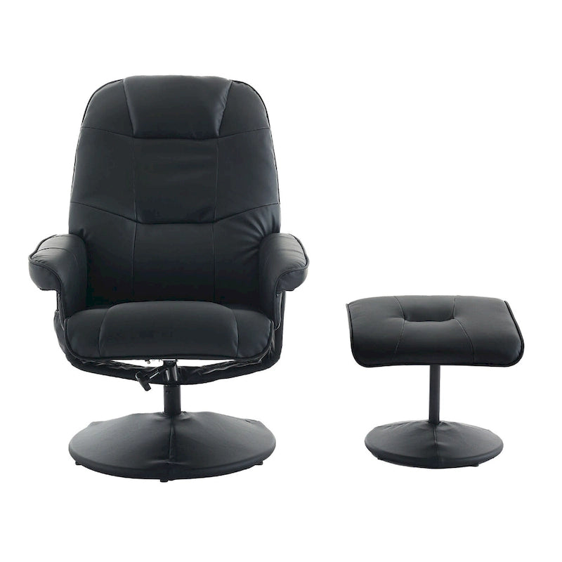 Fauteuil inclinable de massage en similicuir avec fonction pivotante à 360° et pouf