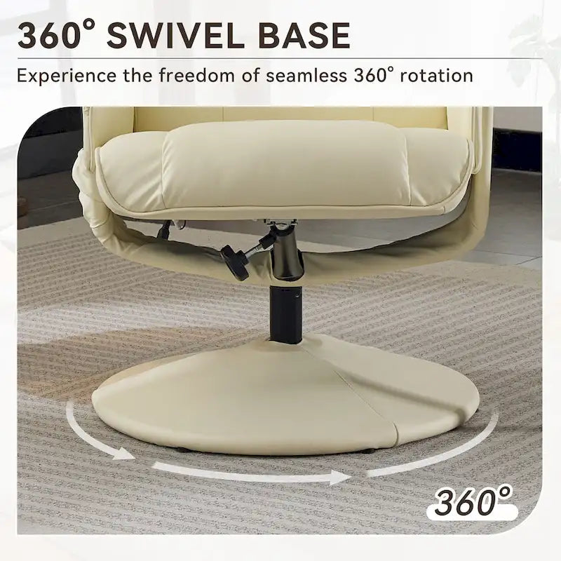 Fauteuil inclinable de massage en similicuir avec fonction pivotante à 360° et pouf