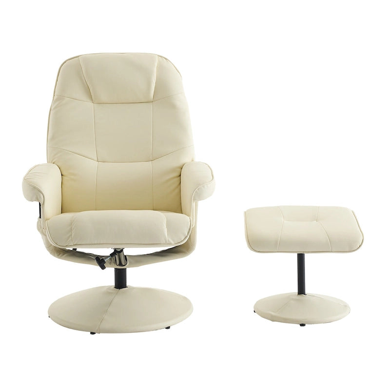 Fauteuil inclinable de massage en similicuir avec fonction pivotante à 360° et pouf