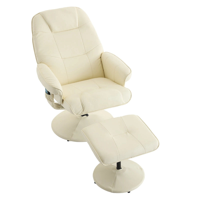 Fauteuil inclinable de massage en similicuir avec fonction pivotante à 360° et pouf