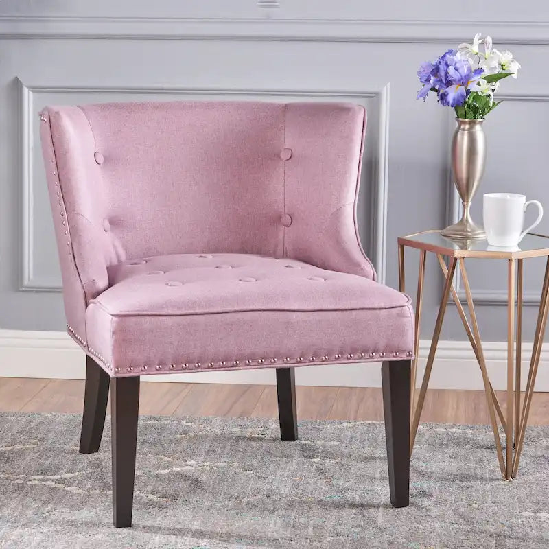 Fauteuil d'appoint moderne violet lavande avec capitonnage gaufré à boutons