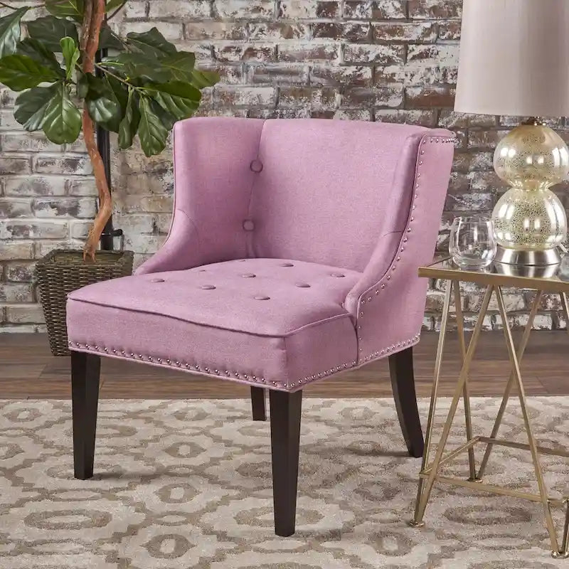 Fauteuil d'appoint moderne violet lavande avec capitonnage gaufré à boutons