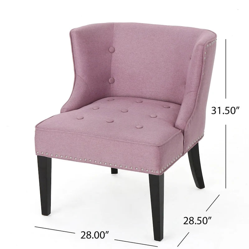 Fauteuil d'appoint moderne violet lavande avec capitonnage gaufré à boutons