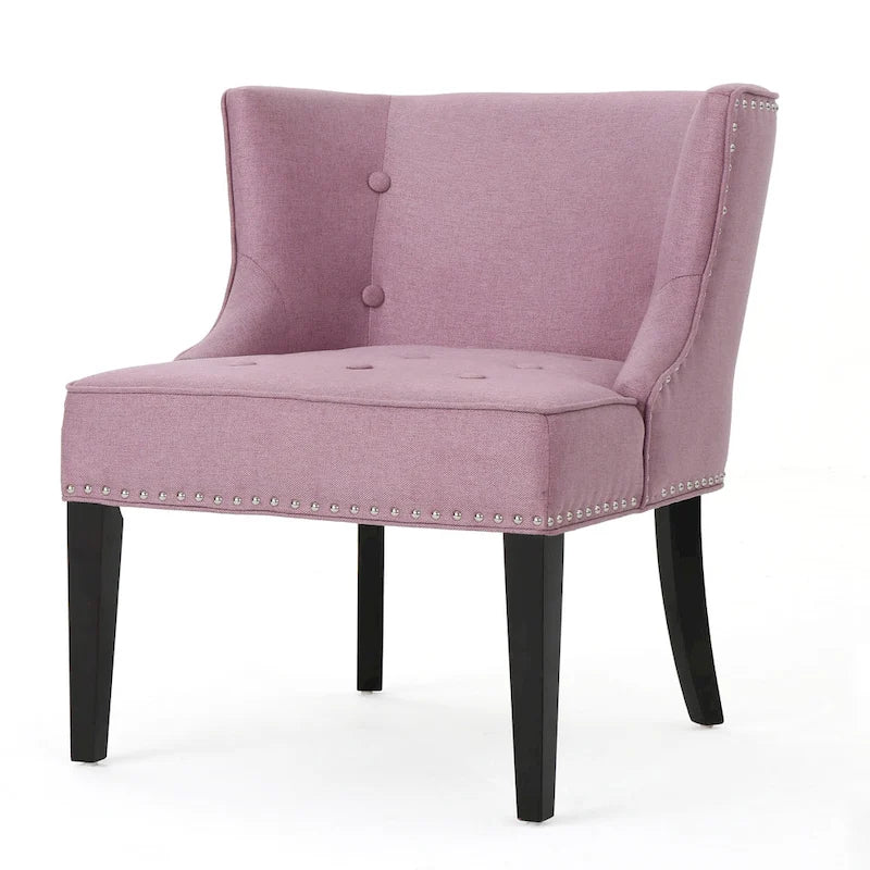 Fauteuil d'appoint moderne violet lavande avec capitonnage gaufré à boutons