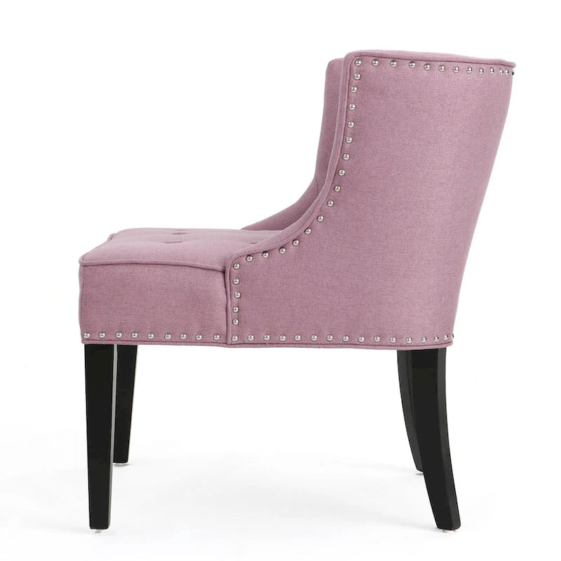 Fauteuil d'appoint moderne violet lavande avec capitonnage gaufré à boutons