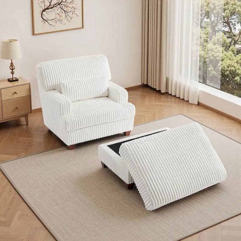 Chaise longue surdimensionnée avec pouf