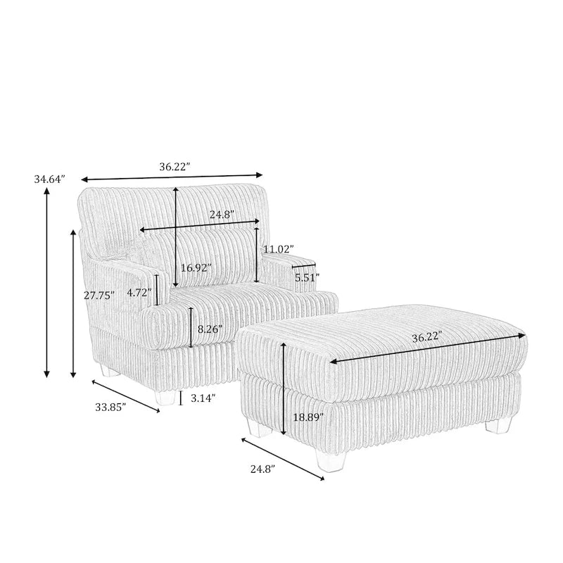 Chaise longue surdimensionnée avec pouf