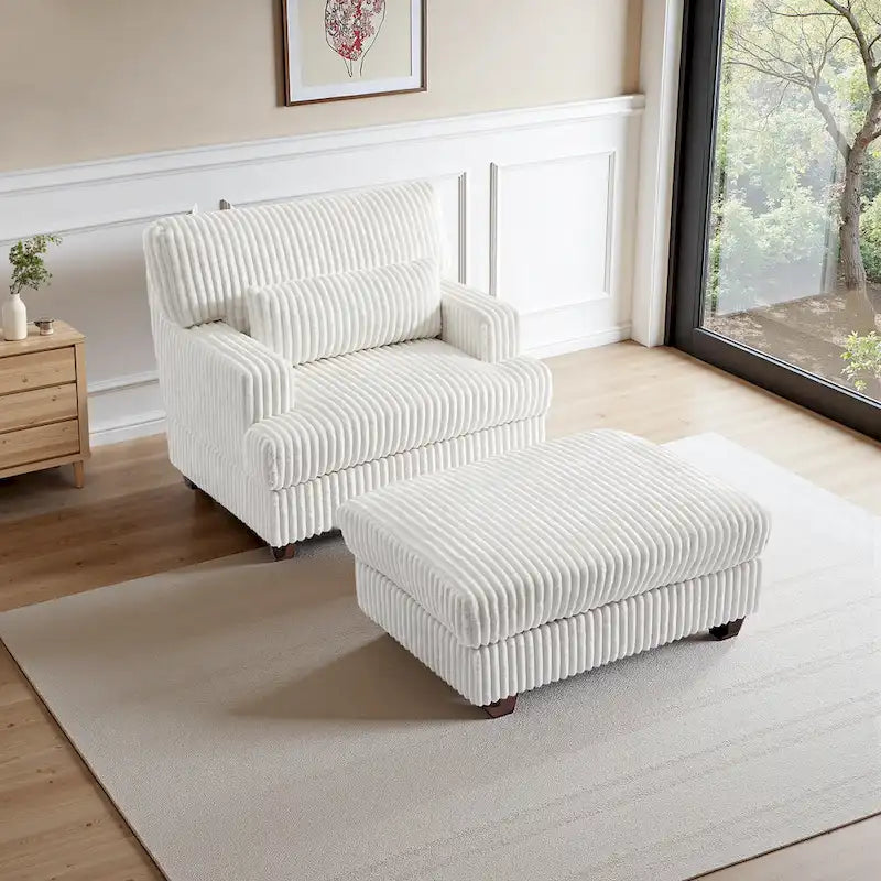 Chaise longue surdimensionnée avec pouf