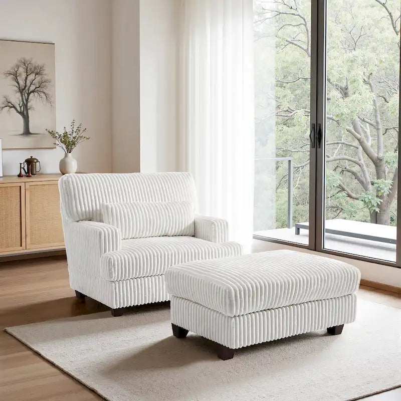 Chaise longue surdimensionnée avec pouf