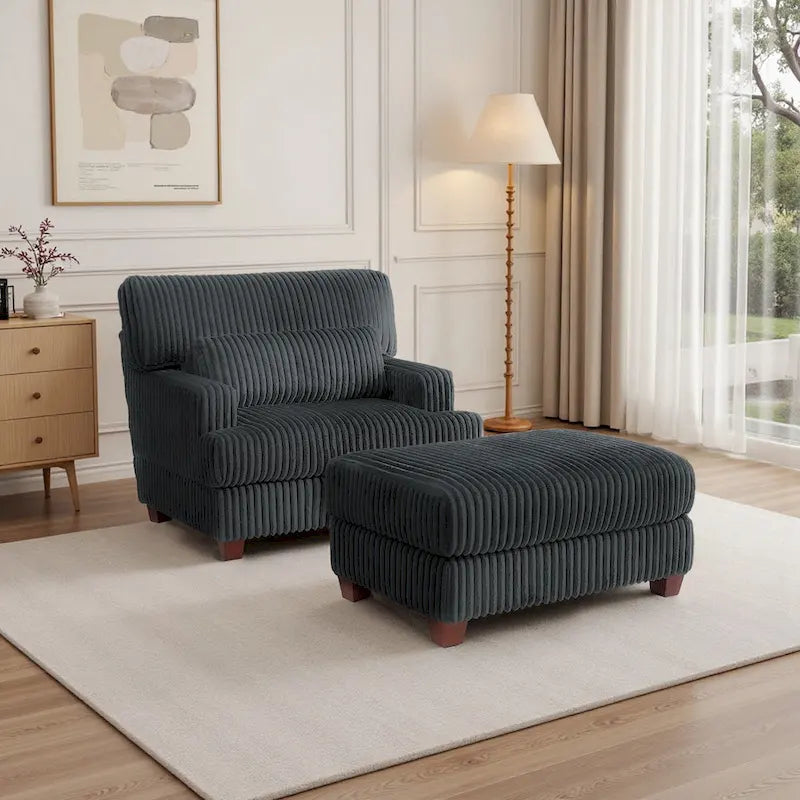 Chaise longue surdimensionnée avec pouf
