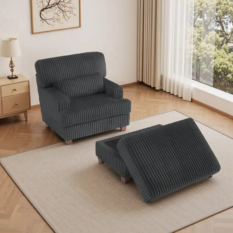 Chaise longue surdimensionnée avec pouf