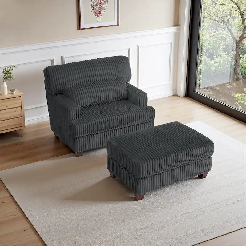 Chaise longue surdimensionnée avec pouf