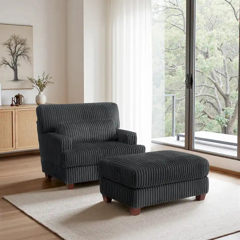 Chaise longue surdimensionnée avec pouf