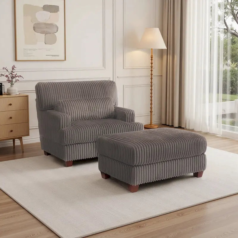 Chaise longue surdimensionnée avec pouf
