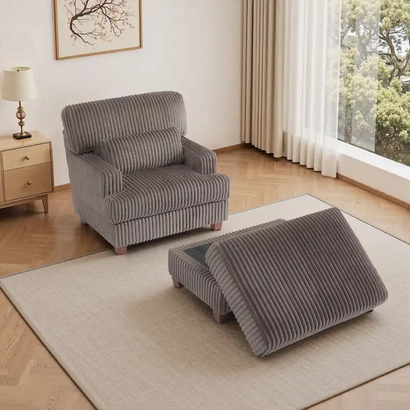 Chaise longue surdimensionnée avec pouf