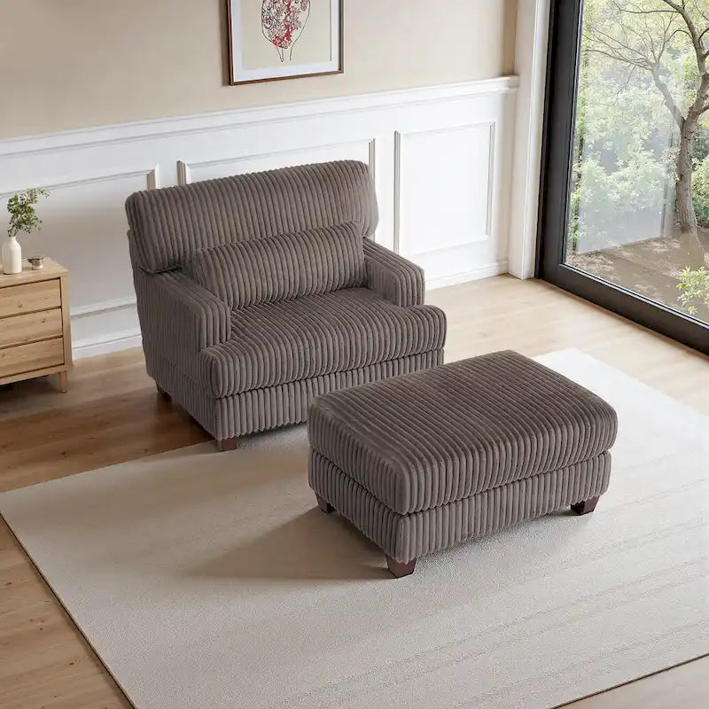 Chaise longue surdimensionnée avec pouf