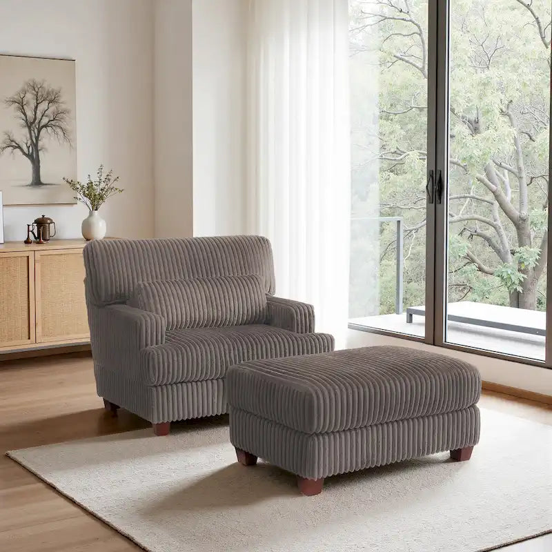 Chaise longue surdimensionnée avec pouf