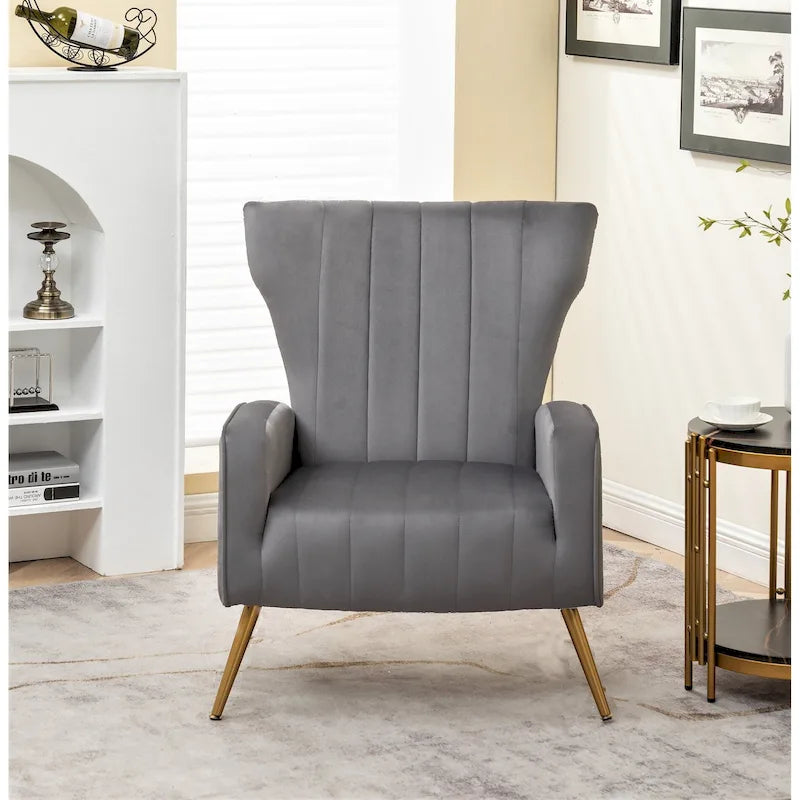 Fauteuil canapé en velours à accoudoirs carrés
