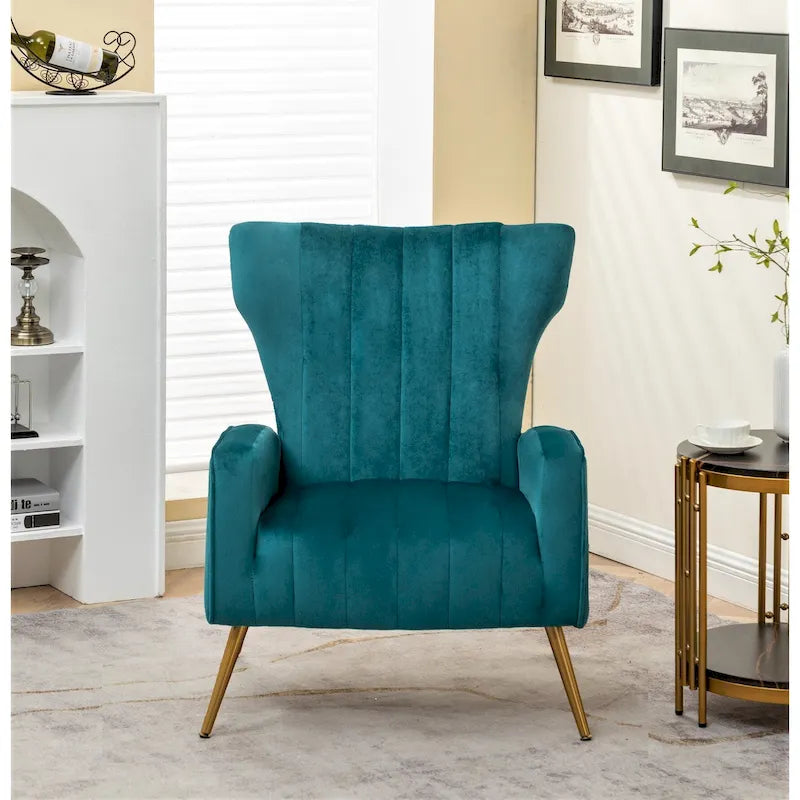 Fauteuil canapé en velours à accoudoirs carrés