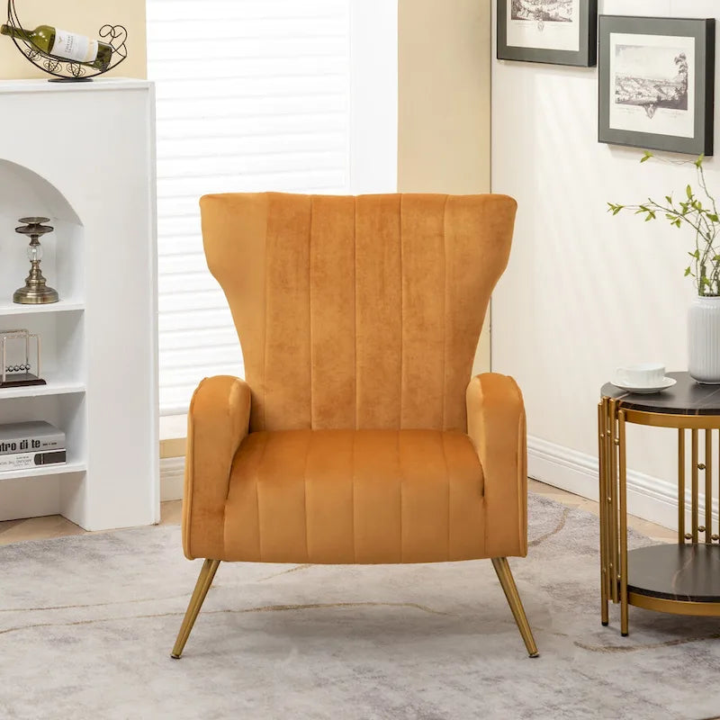 Fauteuil canapé en velours à accoudoirs carrés