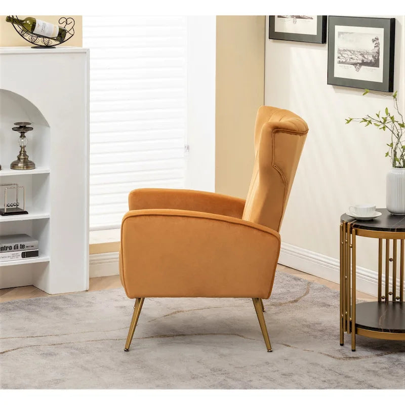 Fauteuil canapé en velours à accoudoirs carrés