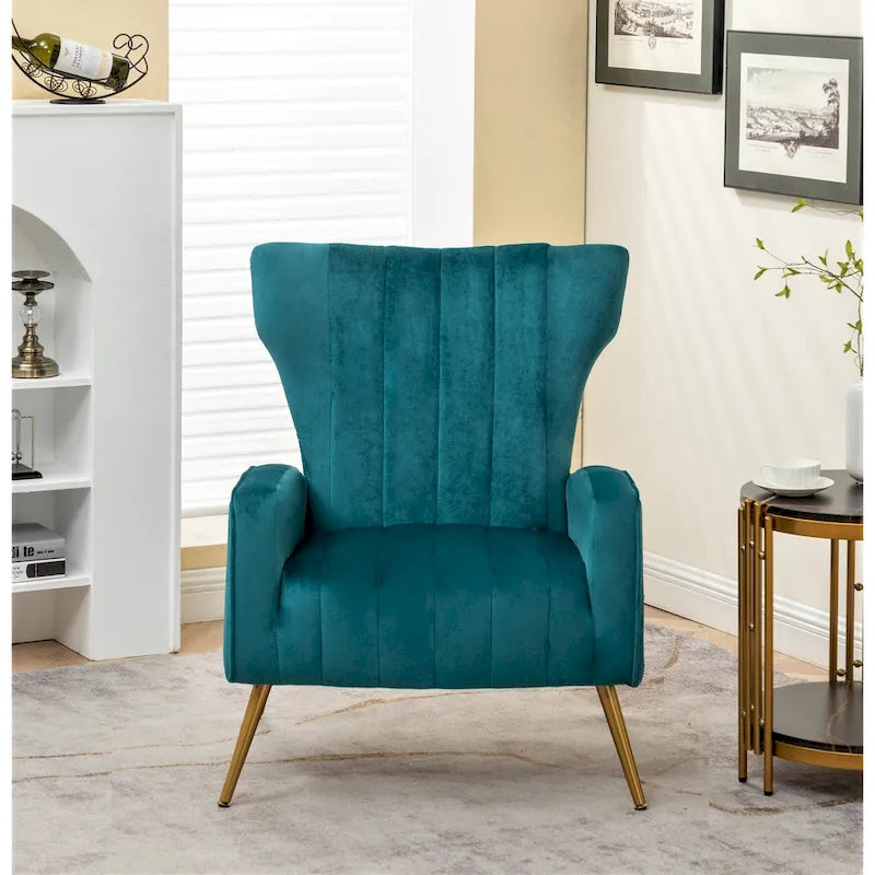 Fauteuil canapé en velours à accoudoirs carrés