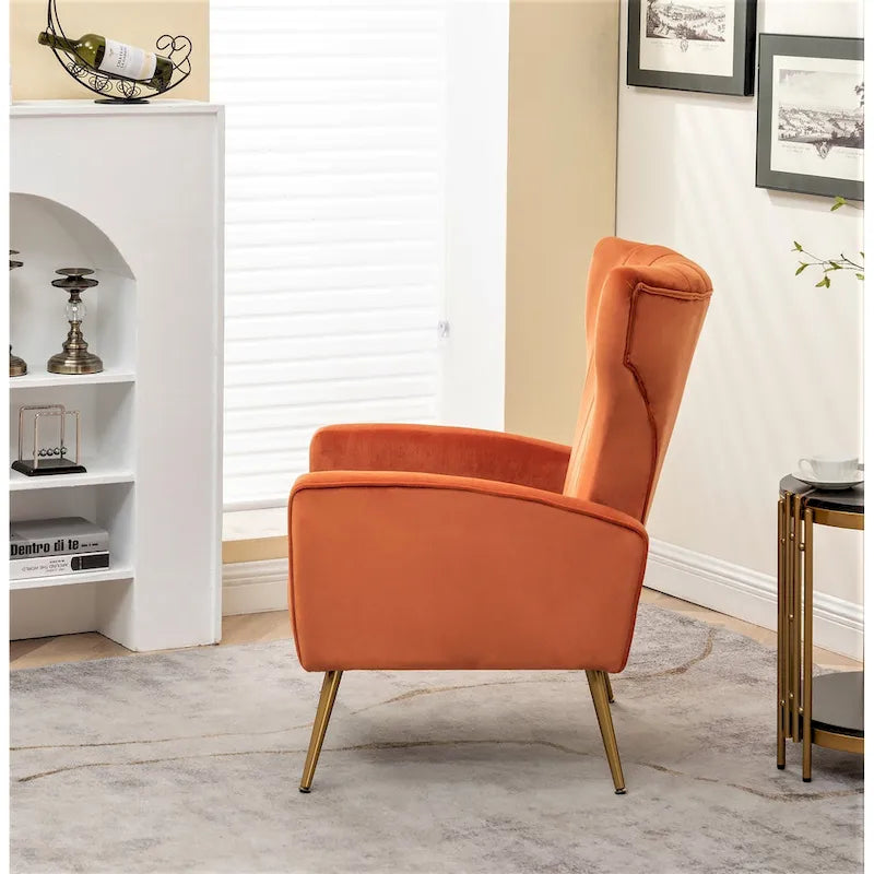 Fauteuil canapé en velours à accoudoirs carrés
