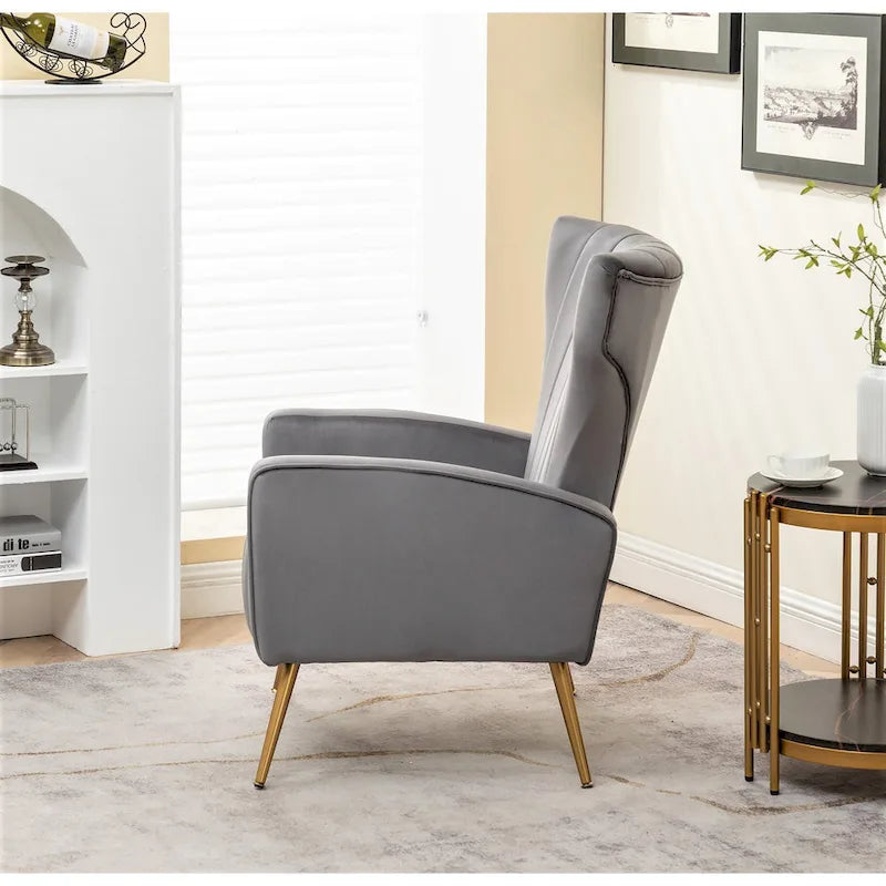 Fauteuil canapé en velours à accoudoirs carrés