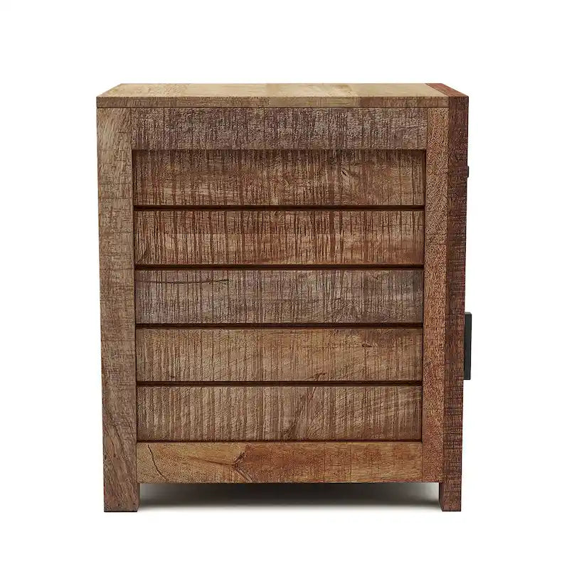 Table d'appoint de rangement en bois massif 23 pouces, ton naturel chaud rustique