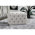 Pouf capitonné en tissu de lin - Beige