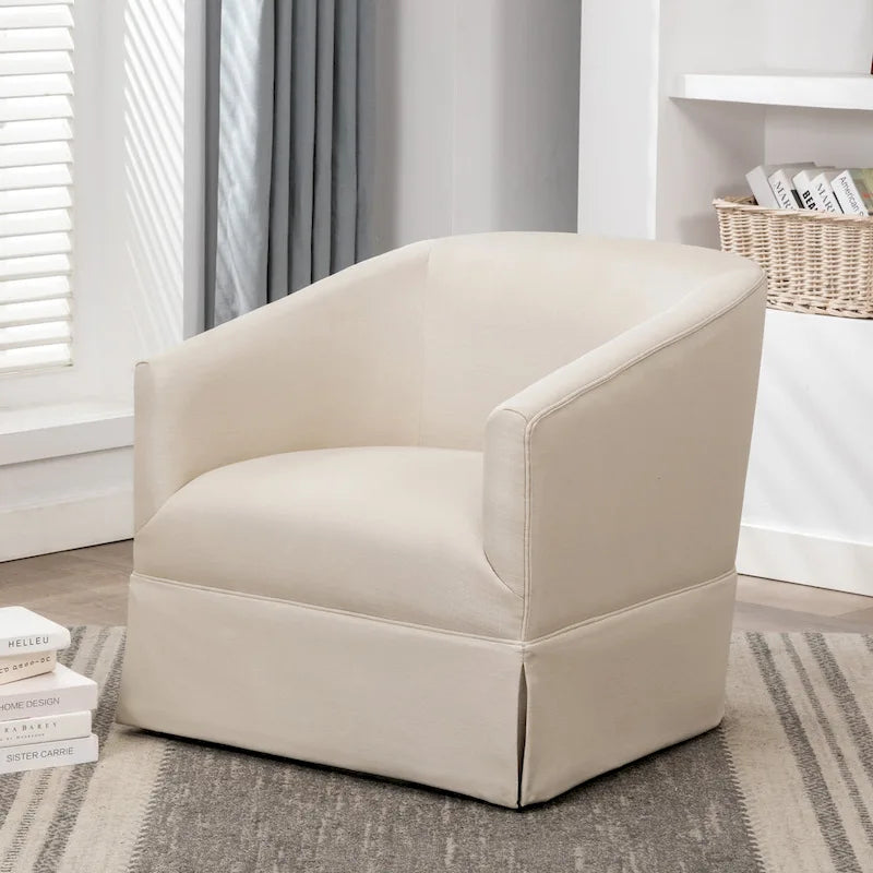 Fauteuil pivotant d'appoint en tissu à jupe