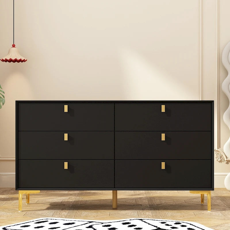 Commode Commode moderne pour chambre à coucher, Buffet double 6 tiroirs