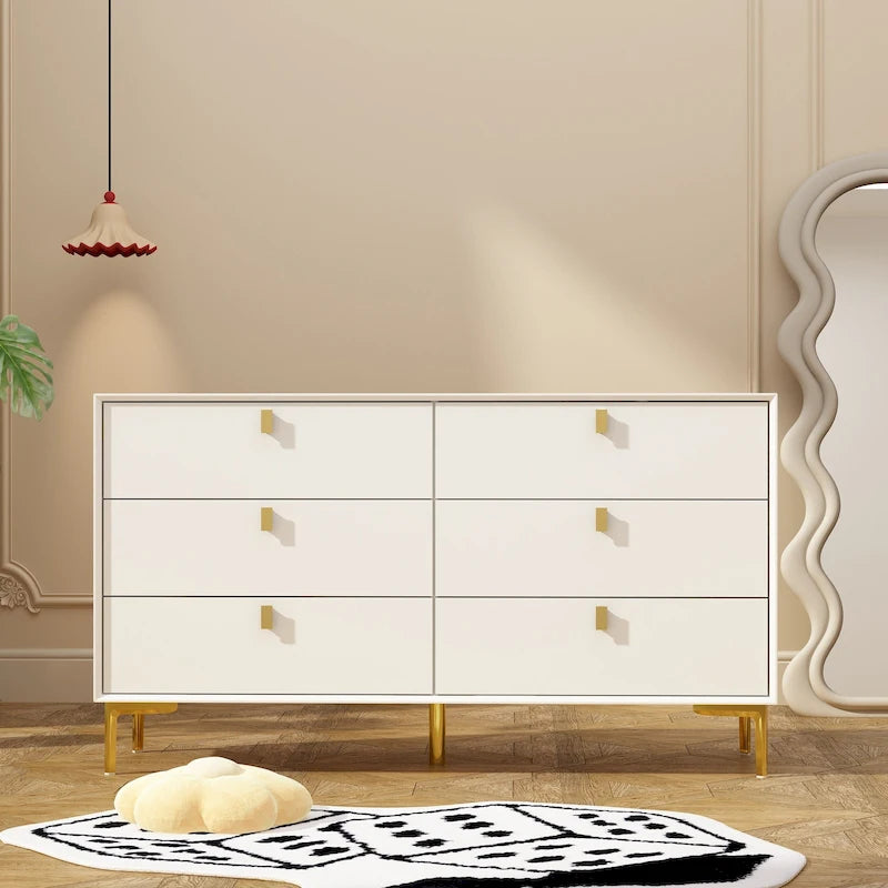 Commode Commode moderne pour chambre à coucher, Buffet double 6 tiroirs